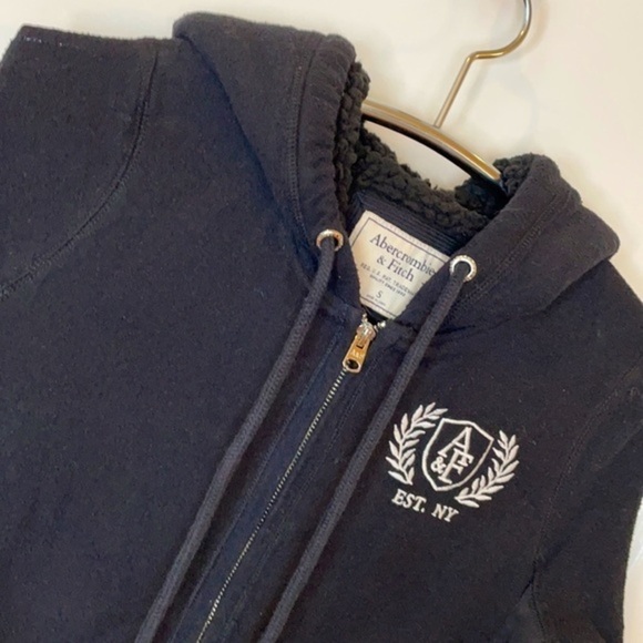 ABERCROMBIE & FITCH | Women’s A&F Full Zip Hooded Black Sweatshirt Size Small - Picture 6 of 9